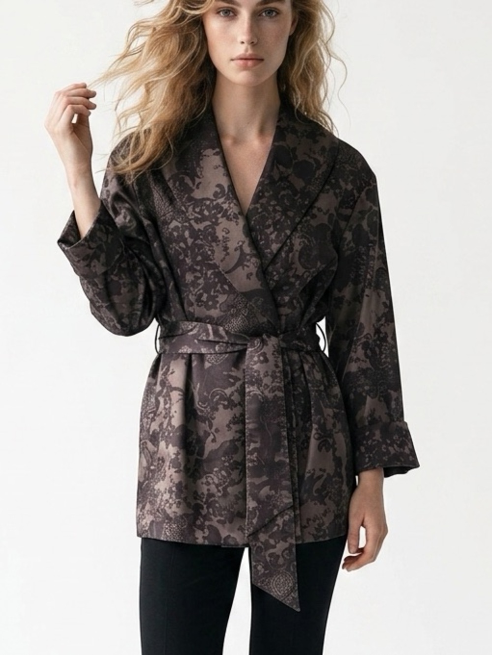 Vintage 90s Mycra Pac Reversible Damask Rain Jacket Metallic Bronze 3/4 Length